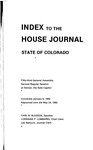 Index to the House Journal State of Colorado: Fifty-third General Assembly Second Regular Session at Denver, the State Capitol