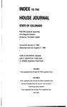 Index to the House Journal State of Colorado: Fifty-fifth General Assembly First Regular Session at Denver, the State Capitol
