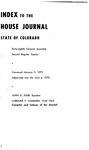 Index to the House Journal State of Colorado: Forty-eighth General Assembly Second Regular Session by Colorado General Assembly