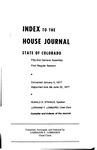 Index to the House Journal State of Colorado: Fifty-first General Assembly First Regular Session