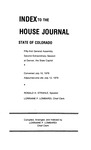 Index to the House Journal State of Colorado: Fifty-first General Assembly Second Extraordinary Session at Denver, the State Capitol