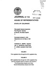 Journal of the House of Represenatatives State of Colorado: Fifty-eighth General Assembly First Regular Session at Denver, the State Capitol.