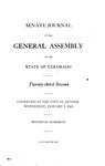 Senate Journal of the General Assembly of the State of Colorado: Twenty-third Session. Convened at the City of Denver Wednesday, January 5, 1921