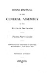 House Journal of the General Assembly of the State of Colorado: Twenty-fourth Session. Convened at the City of Denver Wednesday, January 3, 1923