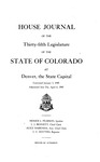 House Journal of the Thirty-fifth Legislature of the State of Colorado at Denver, the State Capital