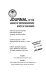 Journal of the House of Representatives State of Colorado: Fifty-sixth General Assembly First Regular Session at Denver, the State Capitol