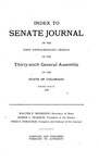 Index to Senate Journal: of the First Extraordinary Session of the Thirty-sixth General Assembly of the State of Colorado