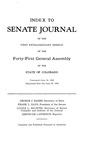 Index to Senate Journal: of the First Extraordinary Session of the Forty-First General Assembly of the State of Colorado by Colorado General Assembly