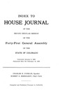 Index to House Journal: of the Second Regular Session of the Forty-First General Assembly of the State of Colorado by Colorado General Assembly