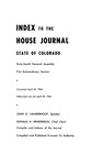 Index to the House Journal State of Colorado: Forty-fourth General Assembly First Extraordinary Session