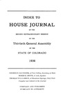 Index to House Journal: of the Second Extraordinary Session of the Thirtieth General Assembly of the State of Colorado