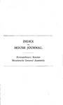 Index to House Journal: Extraordinary Session Nineteenth General Assembly by Colorado General Assembly