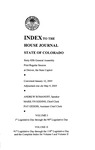 Index to the House Journal State of Colorado: Sixty-fifth General Assembly First Regular Session at Denver, the State Capitol by Colorado General Assembly