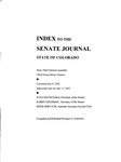 Index to the Senate Journal State of Colorado: Sixty-Third General Assembly Third Extraordinary Session by Colorado General Assembly