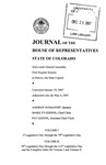 Journal of the House of Representatives State of Colorado: Sixty-sixth General Assembly First Regular Session at Denver, the State Capitol