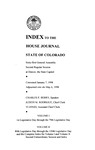 Index to the House Journal State of Colorado: Sixty-First General Assembly Second Regular Session at Denver, the State Capitol by Colorado General Assembly