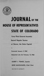 Journal of the House of Representatives State of Colorado: Forty-third General Assembly Second Regular Session at Denver, the State Capital by Colorado General Assembly