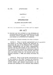 To Provide for the Payment of the Expenses of Maintenance, Support and Improvement of the Colorado State Soldiers' and Sailors' Home and Making an Appropriation Therefor.