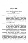 Executive Order- Proclamation - Call for First Extraordinary Session of the Fifty-Sixth General Assembly