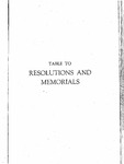 Table to Resolutions and Memorials