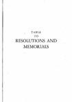 Table to Resolutions and Memorials