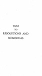 Table to Resolutions and Memorials